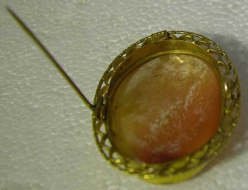 BROCHE Y COLGANTE DE CAMEO FINO DE COLECCIÓN CON MARCO DORADO - Imagen 3 de 4