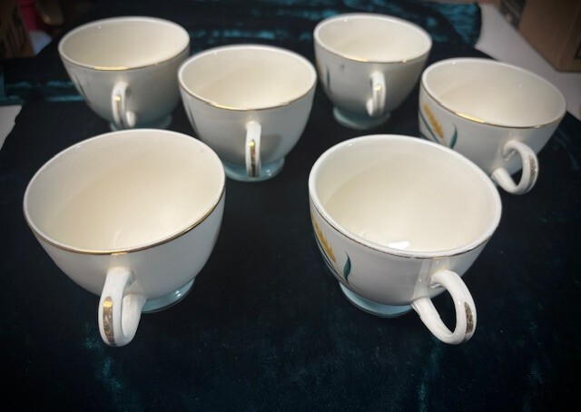 1950"s International China, Alliance, OH Viking pattern 6 Cups 6 Saucers