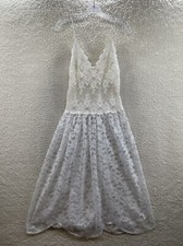 80s Vintage Victoria's Secret Dress Gold Label White Lace Nightgown Slip Dress