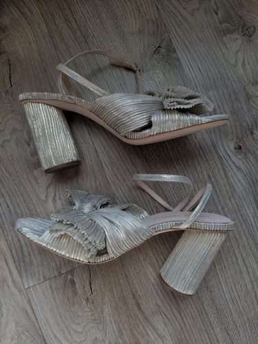 Loeffler Randall Camellia Platinum Penny Knot Sandals Womens 10 - Picture 17 of 21