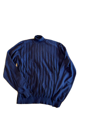 New ZILLI $1650 Blue Cashmere Blend Turtle Neck Sweater Pullover 60