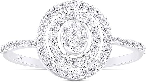 1/4ct Lab Grown Diamond Double Halo Cluster Engagement Ring in Sterling Silver