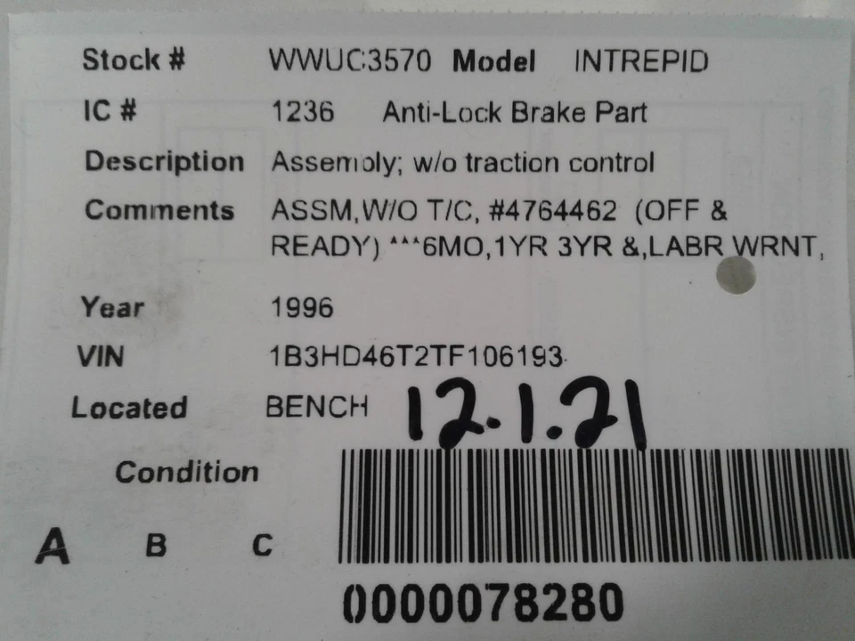 Conjunto de bomba y motor ABS usado se adapta a: Dodge Intrepid 1996 conjunto sin tracción Foto 4 de 4