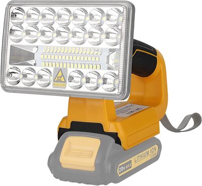 2000LM LED Battery Lamp Compatible with Dewalt 20V MAX Li-ion Battery Cordless