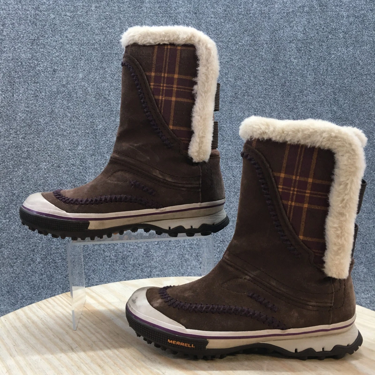Merrell Boots Womens 7 Pixie Bracken Winter Tall Pull On J68578 Brown Leather