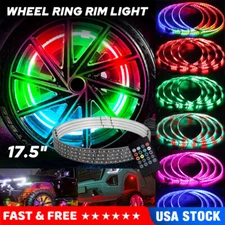 4pcs 17.5'' RGB Wheel Ring Lights LED For Truck Car Rim Lights Bluetooth APP