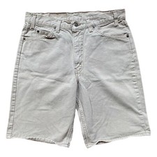 Vintage 90s Levi’s Orange Tab 550 Khaki Denim Shorts Sz 33 Made In USA