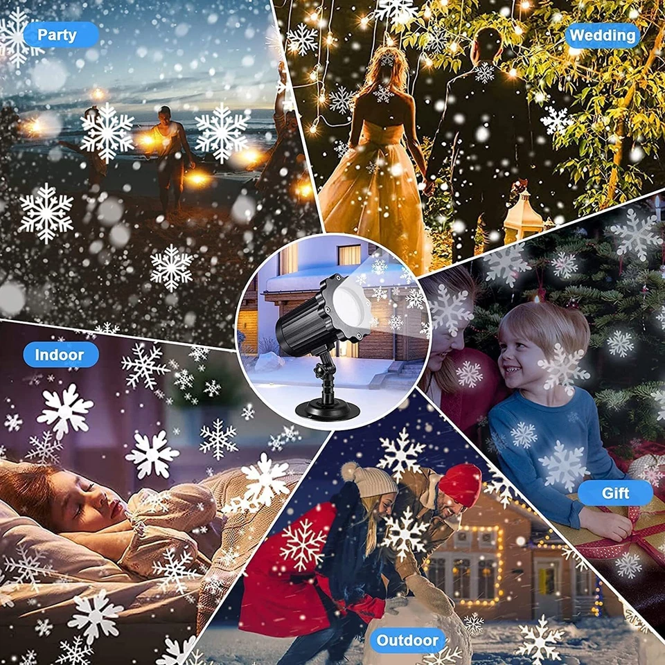 LED Laser Projektor Schneeflocken Weihnachten Licht Party/Garten Deko Xmas Außen - Bild 4 von 4