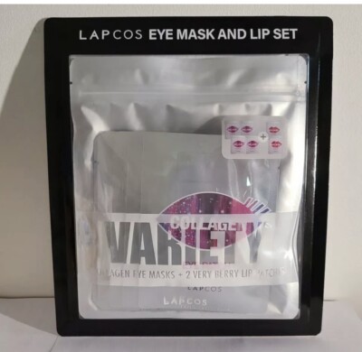 LAPCOS Collagen Eye Patch Under Eye Mask and Very Berry Lip Patch Set