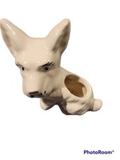 Dog Scotty Scottish Terrier Planter Westie White Ceramic Porcelain 5x6in Vtg