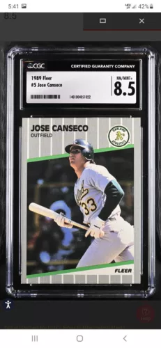 1989 FLEER JOSE CANSECO #5 OAKLAND ATHLETICS A'S CGC 8.5 NM/ MINT+