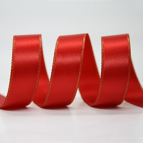 20 Yards Double Face Gold Metallic Edge Satin Ribbon 6mm 9mm - Picture 13 of 35