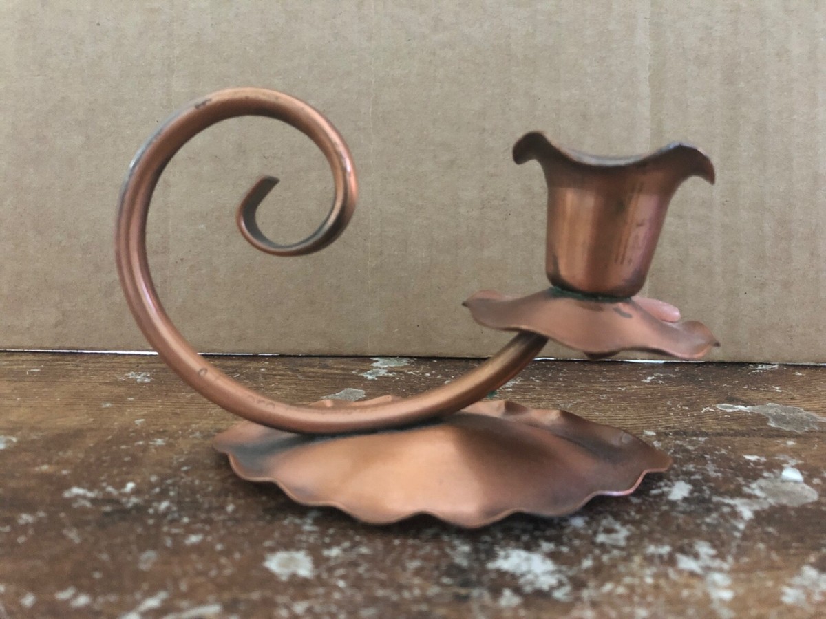 置物 GregorianCopper CandleHolder ServingTray Vintage GREGORIAN Copper Arts & Crafts Hand Craft Candle
