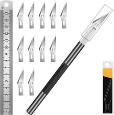 DIYSELF Precision Craft Hobby Knife Set – 1 Knife, 11 SK5 High Carbon Steel Bl
