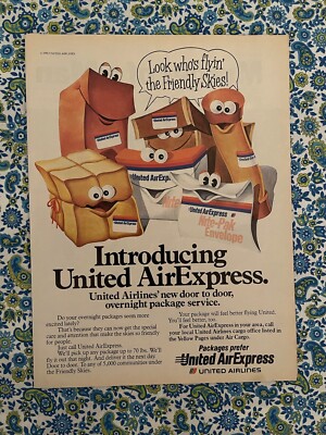 Vintage 1981 United Air Express Print Ad Package Delivery