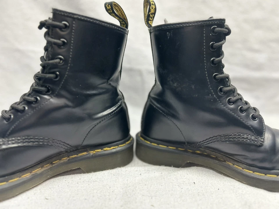 Botas Dr Martens Para Mujer 7 EE. UU. Cuero Negro Con Cordones Media Pantorrilla Punk Gótico Foto 3 de 4