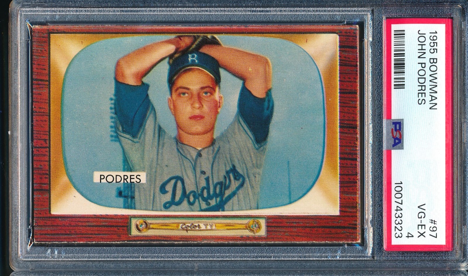 1955 Bowman #97: JOHNNY PODRES Brookyln Dodgers  Looks EX+ ~ PSA 4