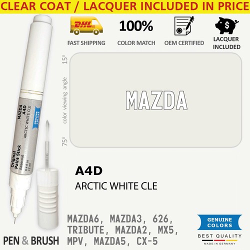 A4D Touch Up Paint for Mazda White MAZDA6 MAZDA3 626 TRIBUTE MAZDA2 MX5 MPV MAZD - 第 1/3 張圖片