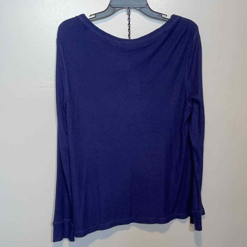 Charter Club Ribbed Henley Pajama Top Navy Large - Picture 7 of 9