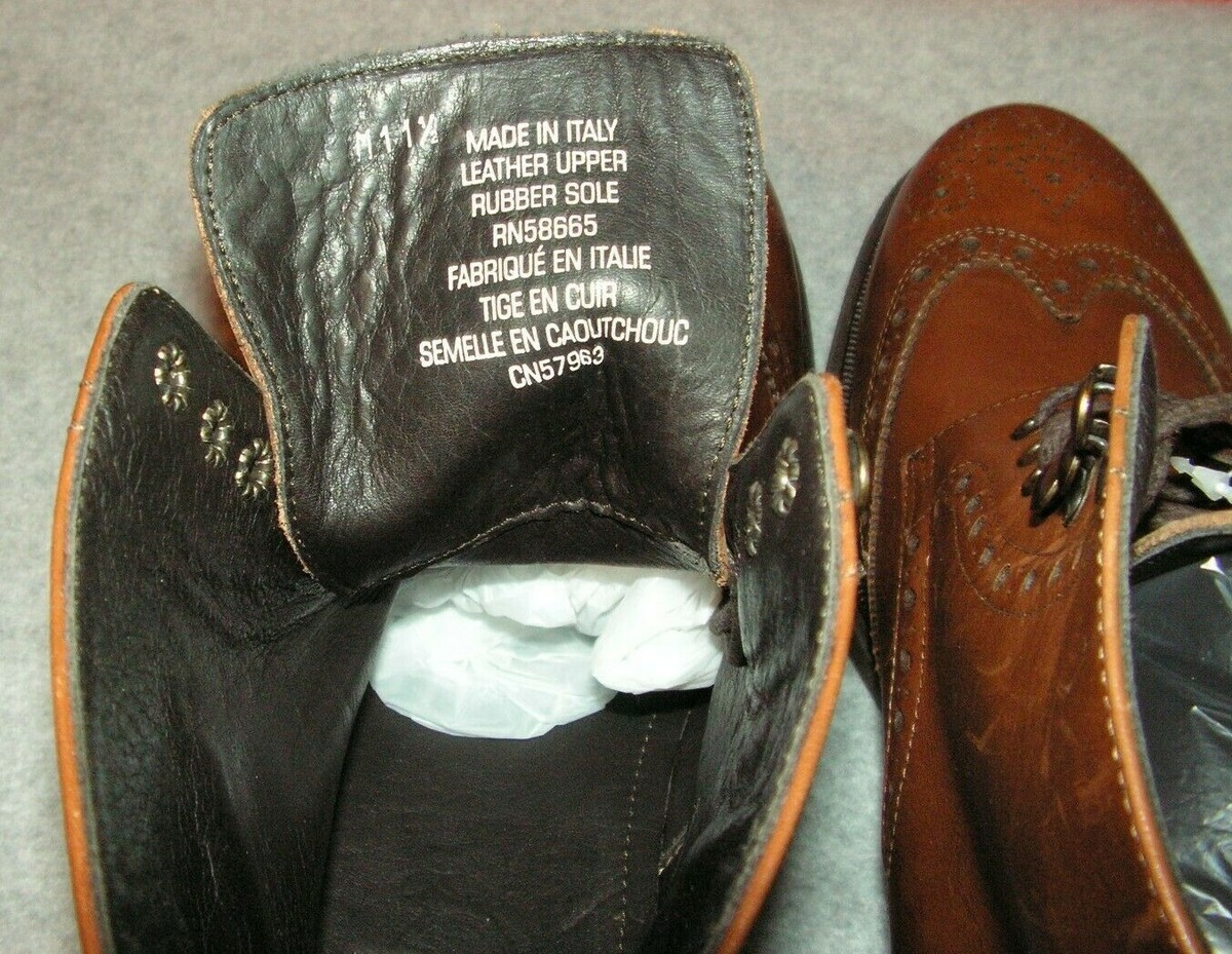 Monte Rosso Montreux Wingtip Boot, Brown Leather, Mens Size 