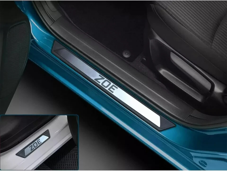 Fit Renault ZOE 2012UP Chrome Door Sill Trim Plate Covers Scratch Guard 4 Pcs