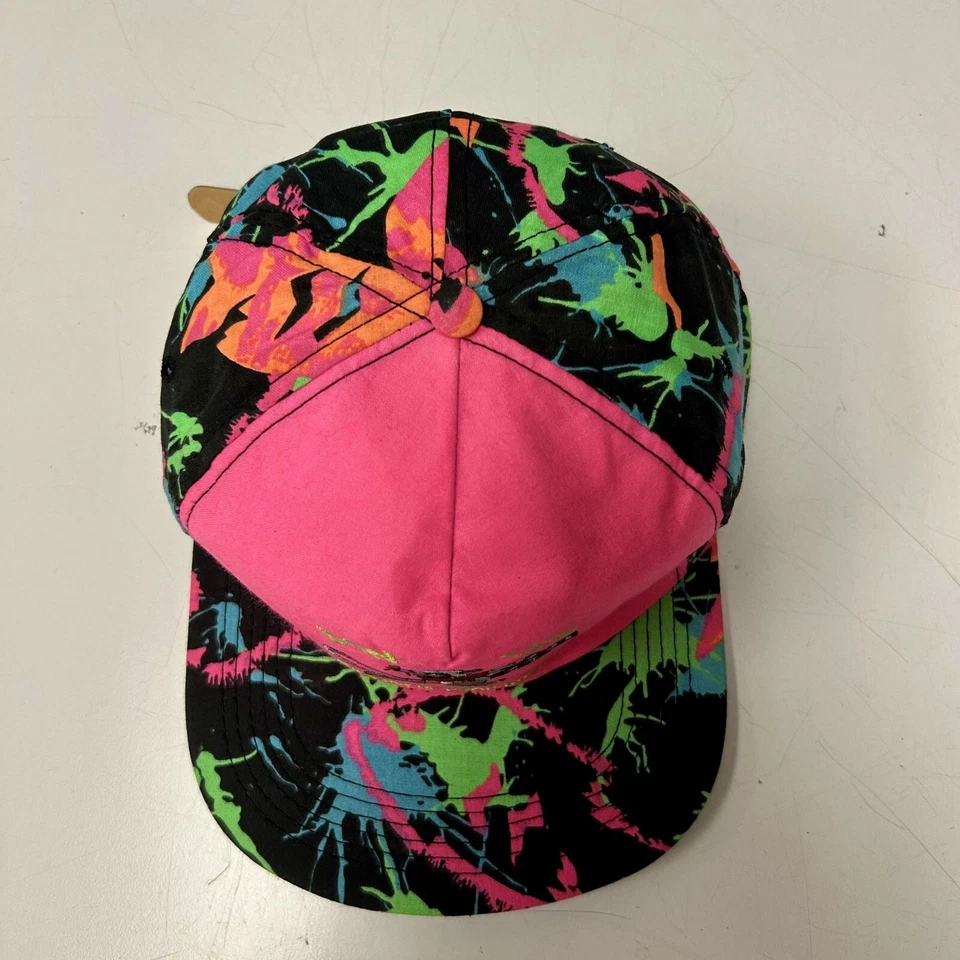 NOS Vtg 80 90's NEON Paint SPLATTER SPLASH Hat Don Garlits SWAMP RAT Drag RACING - Image 4 of 4