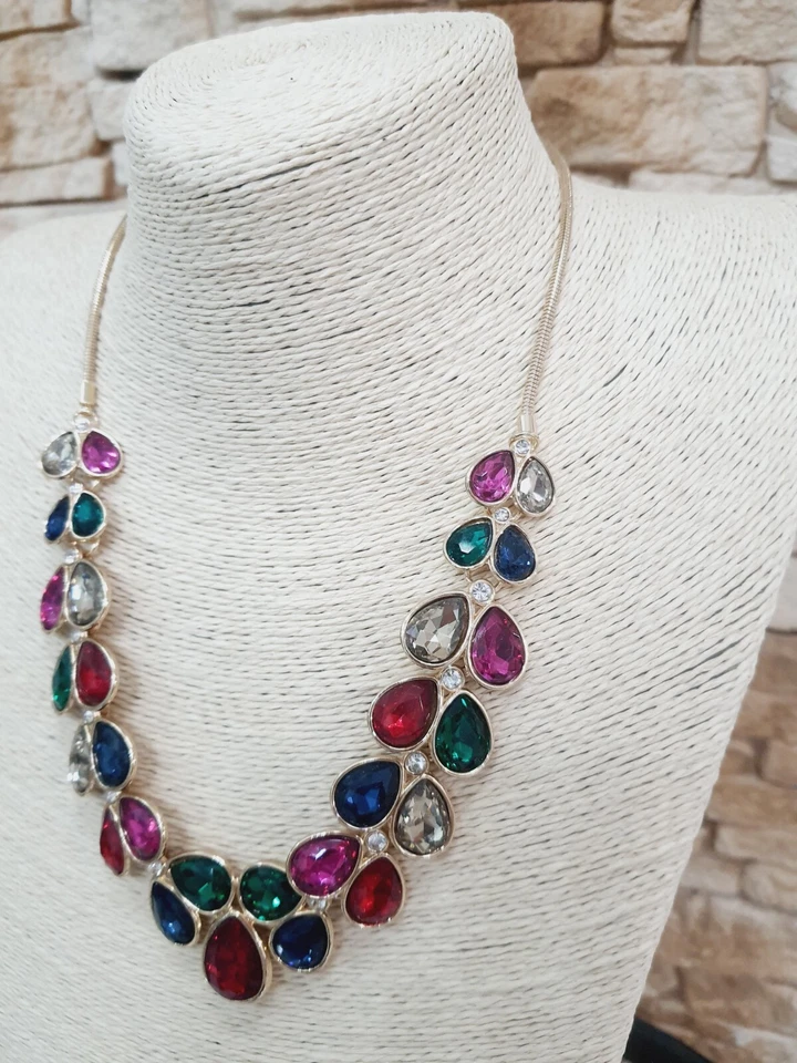 COLLANA DONNA CORTA ELEGANTE COLORI MISTI BIGIOTTERIA C04 MODA DONNE - Immagine 3 di 3