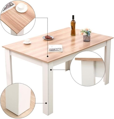 Mondeer Dining Table and Chairs Set w/ 6 Faux Leather Seat Kitchen Furniture - Picture 33 of 49