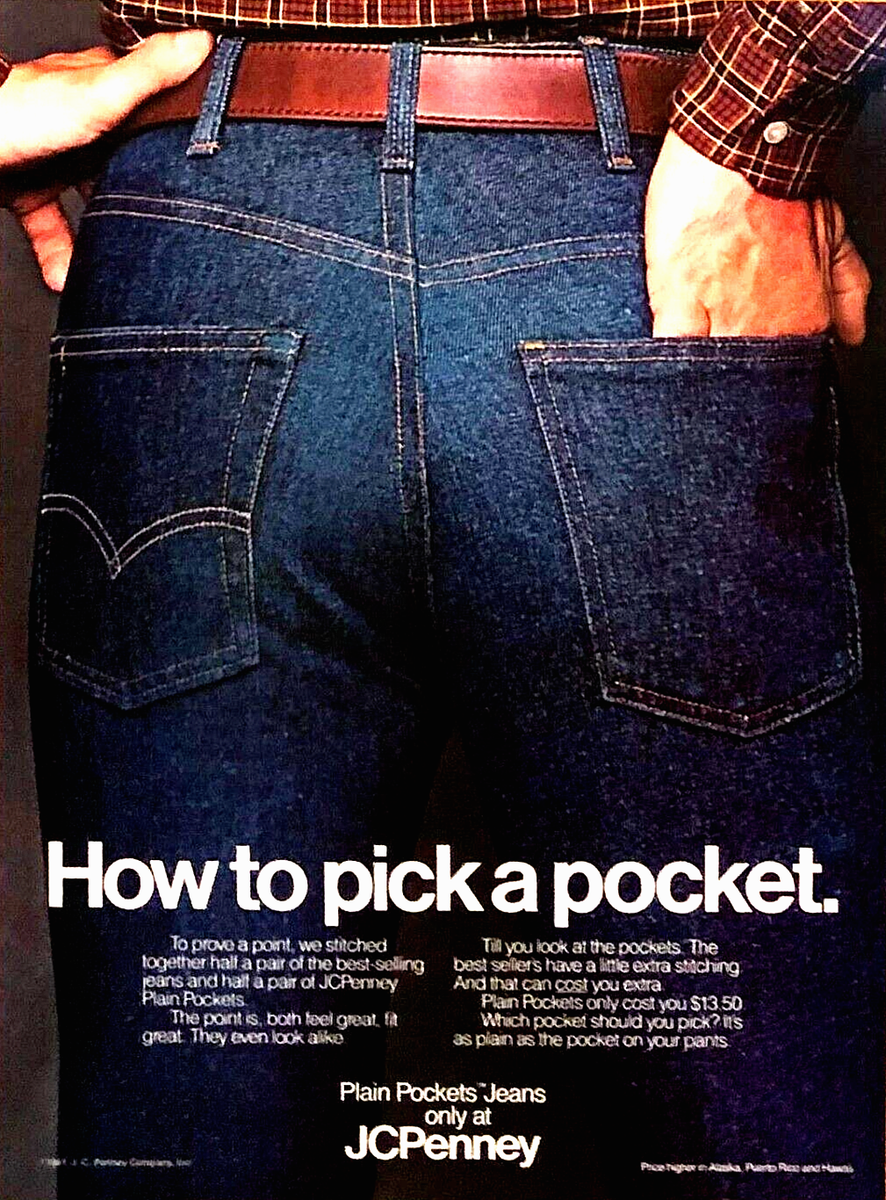 JCP JCPENNEY PLAIN POCKET JEANS—VINTAGE 1981 MAGAZINE PRINT AD