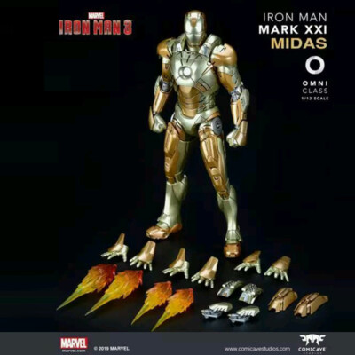 Marvel Iron Man Mark XXI MK21 Midas Actionfigur 75% Metall LED Lichter Comicave