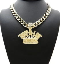 GOLD PLATED ALLOY Cubic Zirconia RAP-A-LOT RECORDS CUBAN CHAIN HIP HOP NECKLACE