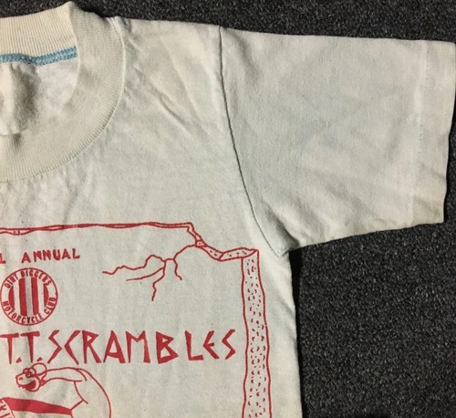 Vtg 70s Kids Dinosaur TT Scrambles Faded Shirt S USA Perris Biker Racing Grunge - Picture 6 of 14