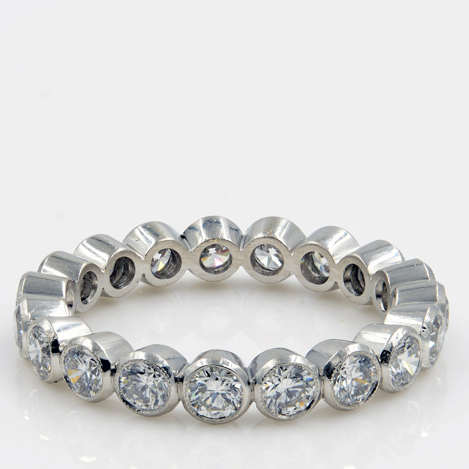 Rachel Koen Bezel Set Round Diamond Eternity Band Platinum 0.76cttw Size 6.25
