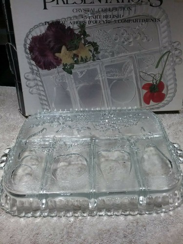 INDIANA GLASS PRESENTATIONS CRYSTAL COLLECTION 5-part RELISH TRAY - Pre-owned - Picture 4 of 6