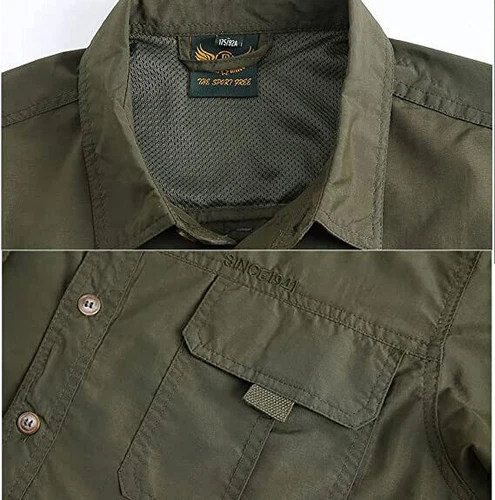 Mens Quick Dry Long Sleeve Shirts Breathable Hiking Work Military Army Shirt Top - Picture 5 of 38