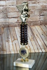 Vtg Pool Billiards Trophy BUD LIGHT League 1993 1st Place Marble/Plastic 13.5"