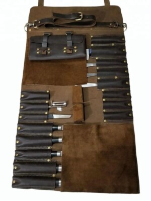 Echtleder Messerrolle, Kochmesserrolle, Messeretui, Messerrollenhalter