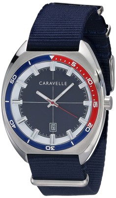 Bulova Caravelle 40mm Silver-Tone Stainless Steel Case with Blue  