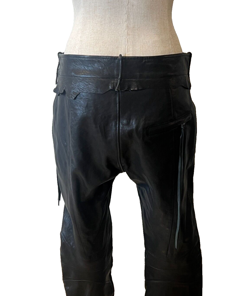 HAIDER ACKERMANN Black Leather Zips, Crop, Lined Pants 36FR HAIDER ACKERMANN Black Leather Zips, Crop, Lined Pants 36FR