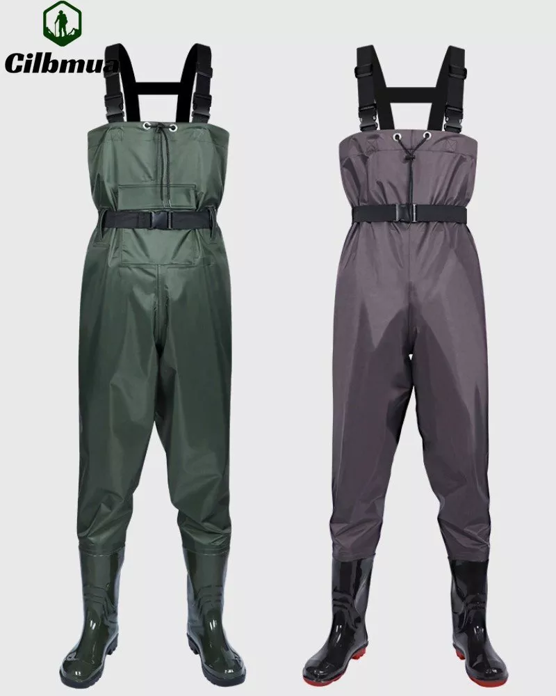 Men Fishing Pants Tarpaulin Waterfowl Coveralls Waterproof Waders Rubber  Shoes