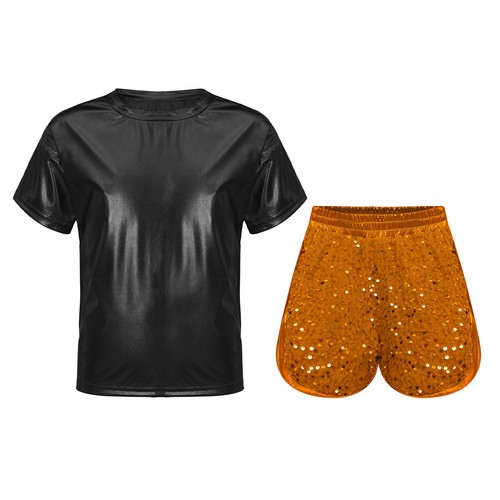 Kids Sportswear Exercise Sets Party Qutfit Sequins Activewear Round Neck Sports - Picture 58 of 74