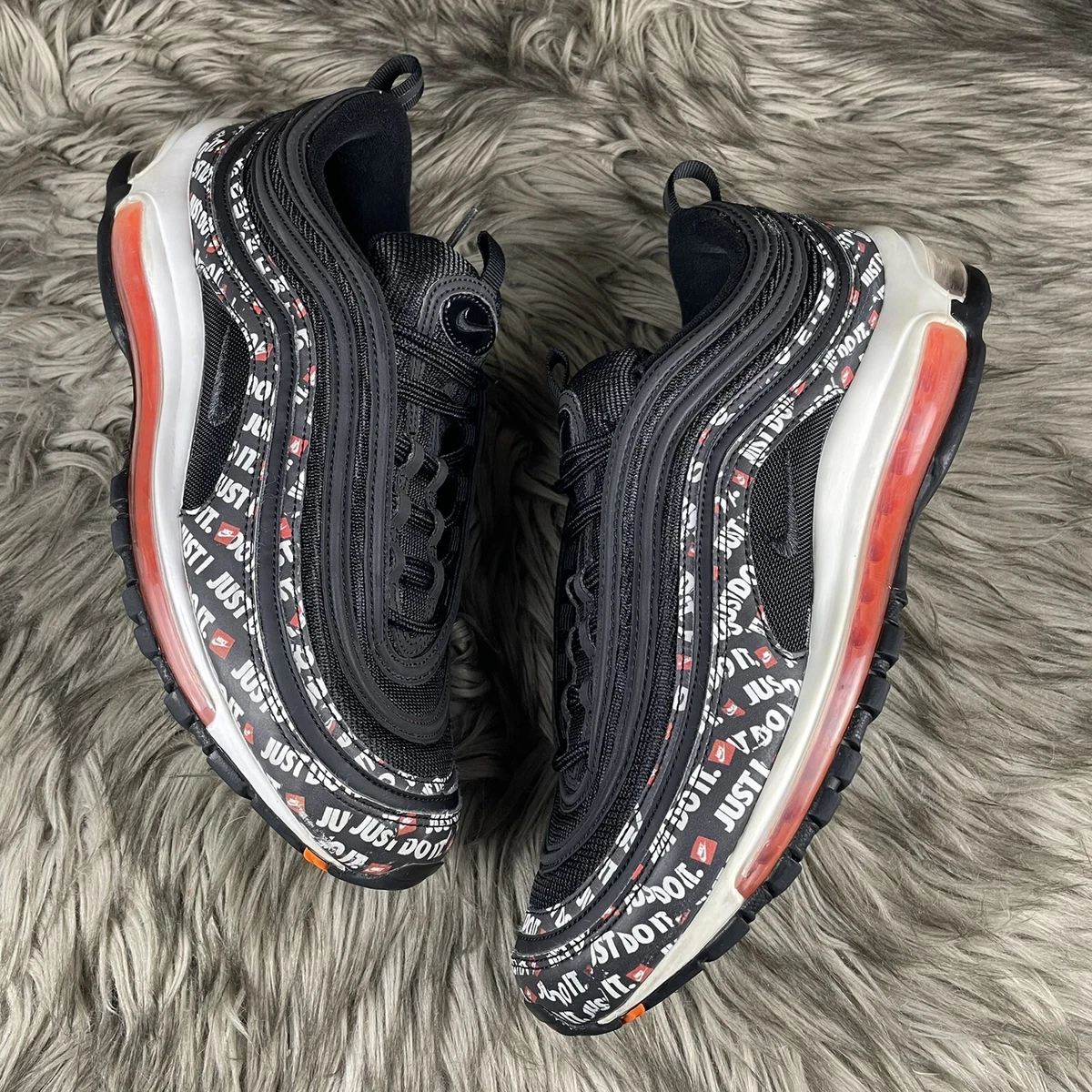 NIKE AIR MAX 97 ￼BLACK TOTAL WHITE “JUST DO IT&#034; 10(AT8437-001) eBay