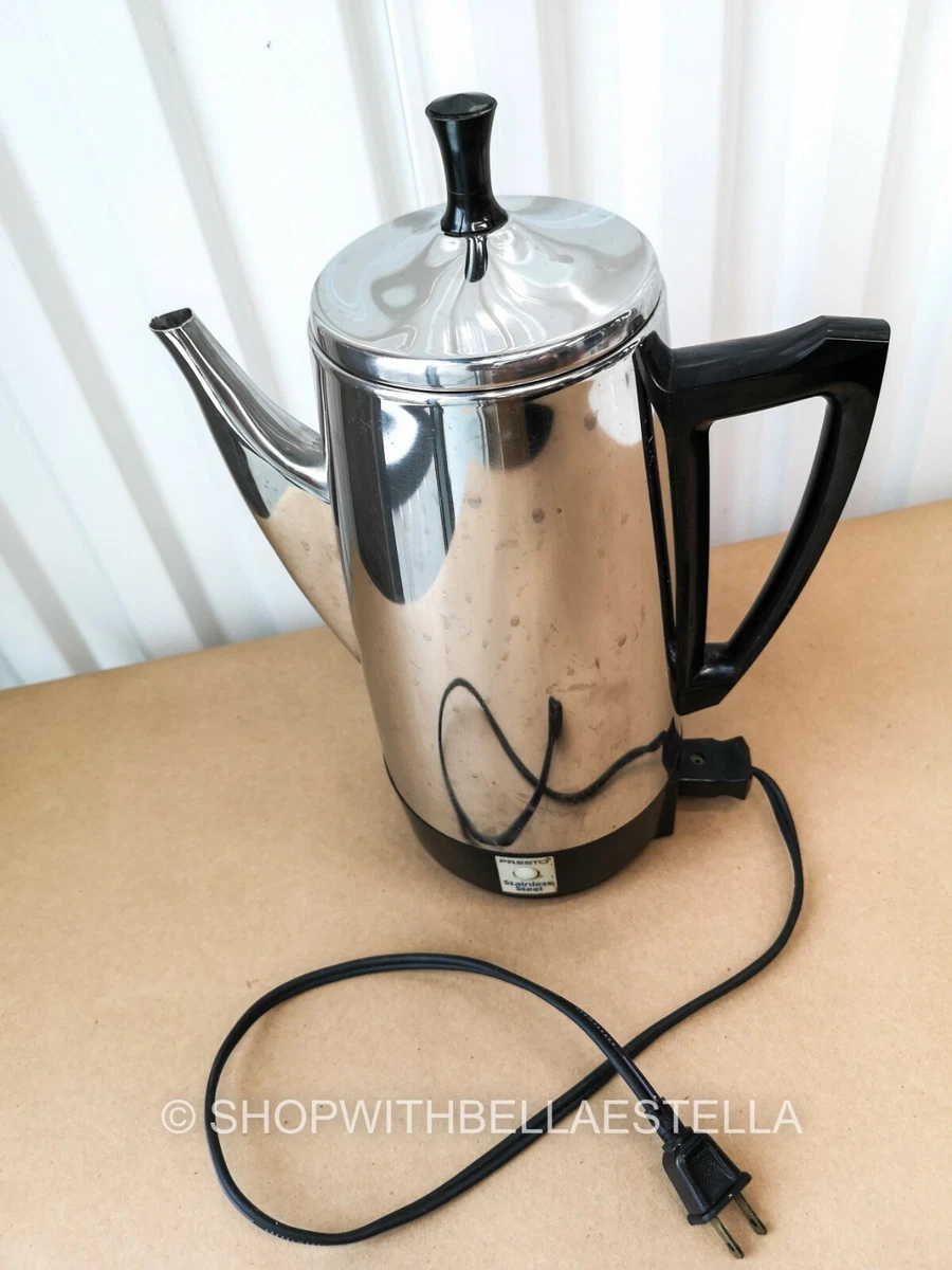 Vintage Percolator Electric Coffee Maker, Presto S-20, silver, used, good  condit