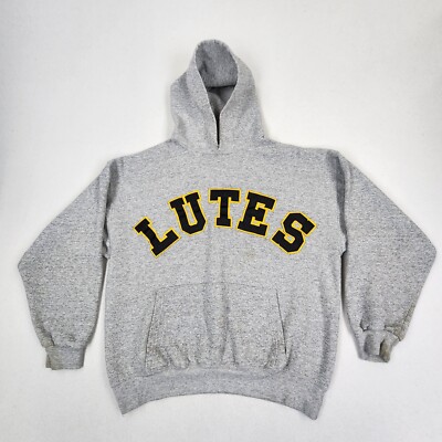 VTG 90s Soffee PLU Pacific Lutheran Lutes Sweatshirt Hoodie Gray Pullover L USA