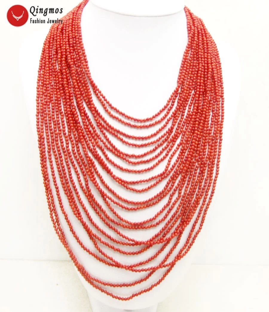 3 4mm Round Natural Red Coral Necklace for Women Jewelry 20