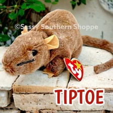 🐀 TIPTOE 🐀 1999 Ty Beanie Babies Brown RAT or Mouse Long Tail *MWMT*