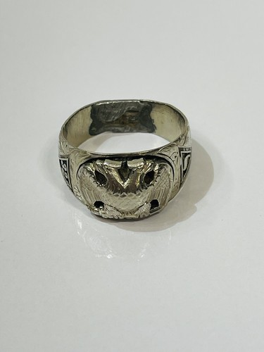 Vintage Masonic Scottish Rite 32nd Degree Ring 14k White Gold Size 12.5 - Picture 5 of 9