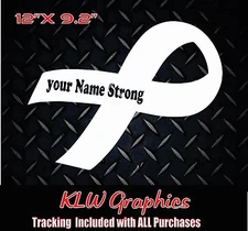 Custom Text Strong Vinyl Decal Sticker Cancer Awareness Ribbon Breast Car Truck 