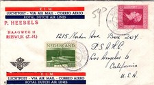 NETHERLANDS 1946 POSTWAR POSTAL AIRMAIL COVER VIA KLM TO USA 