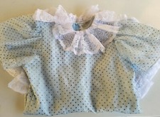 Vtg. Merry Girl Party Dress Sz. 7 Light Powder Blue w/Polka Dots/Lace Union Made